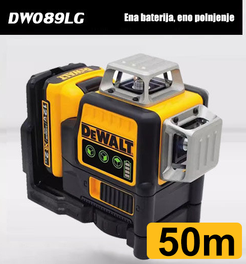 12-vrstični laserski nivo, laserska funkcija, stroboskopska funkcija, 12 V baterija za 12 ur neprekinjene uporabe, zeleni laser viden na 50 metrov pod sončno svetlobo