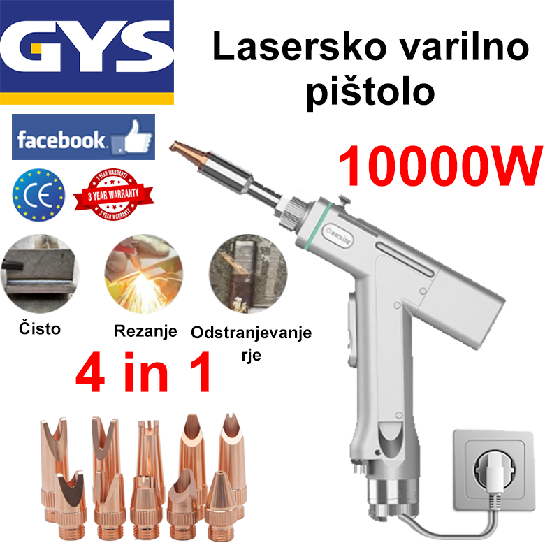 [Nova funkcija odstranjevanja rje] 10000 W večnamenska laserska varilna pištola (varjenje zlata/srebra/bakra/železa/aluminija/nerjavečega jekla), varjenje + čiščenje + odstranjevanje rje + rezanje (hitrost 20 m/min, debelina 0-30 mm)