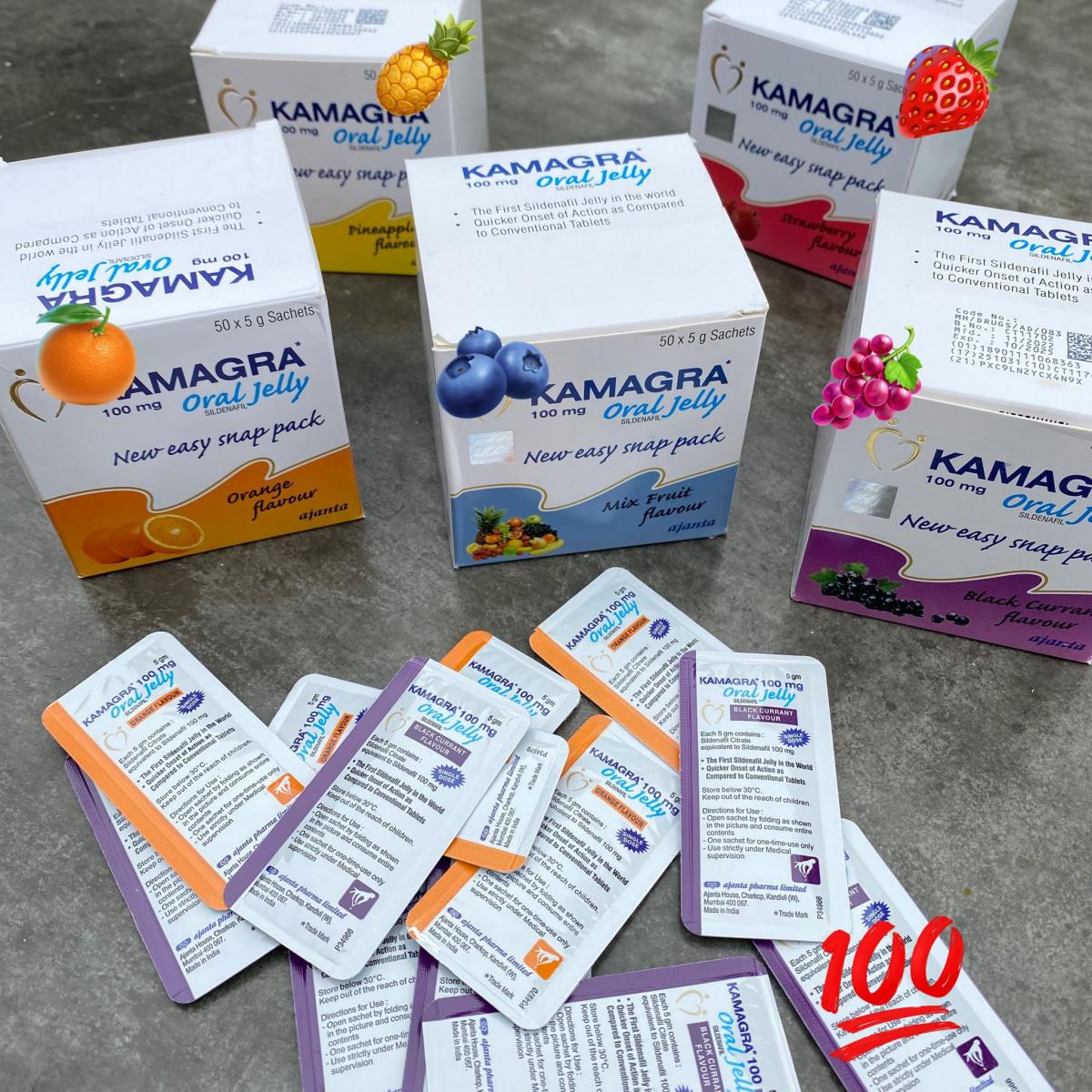 Kamagra peroralni gel, 2 pakiranja, skupaj 100 mg x 100 vrečk